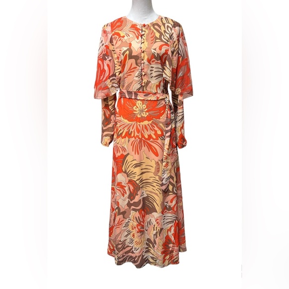 Refka Long Sleeve Print Dress (NWT) Size: 8 / Color: Orange / Item# 1-23724 - Picture 4 of 9